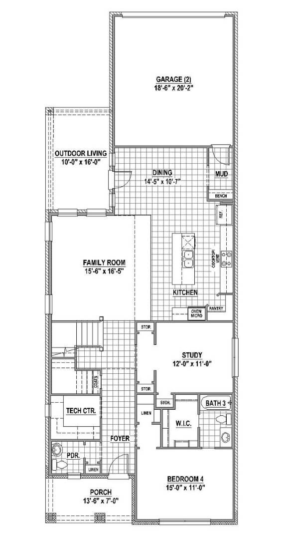 American Legend 1407 Floorplan First Floor in The Grove Frisco