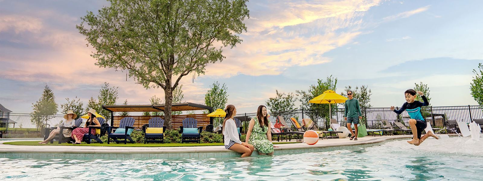 multiple people enjoying the pool