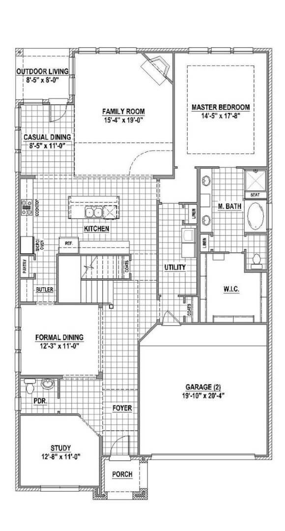 American Legend Plan 1157 Floorplan First Floor in The Grove Frisco