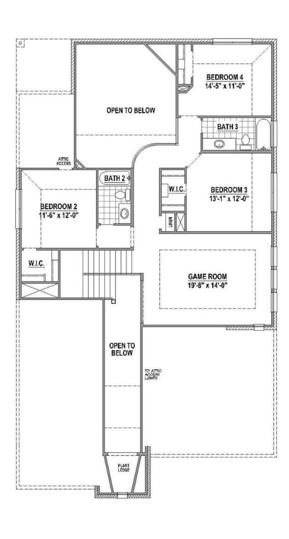 American Legend Plan 1157 Floorplan Second Floor in The Grove Frisco
