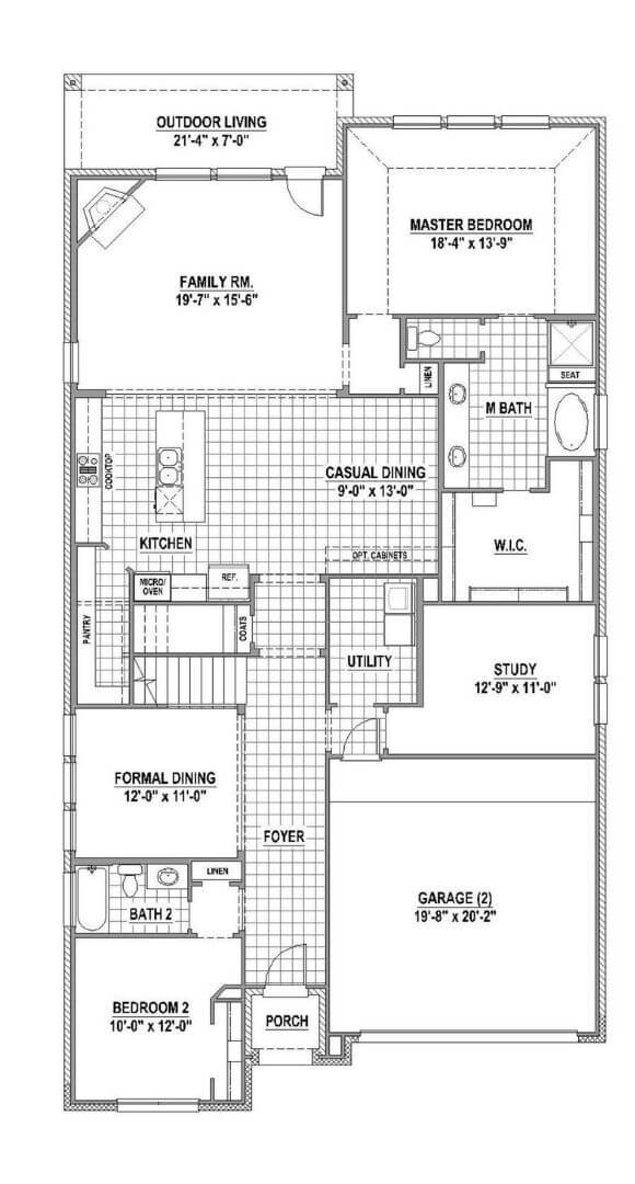 American Legend Plan 1136 Floorplan First Floor in The Grove Frisco
