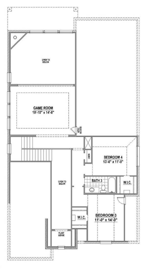 American Legend Plan 1136 Floorplan Second Floor in The Grove Frisco
