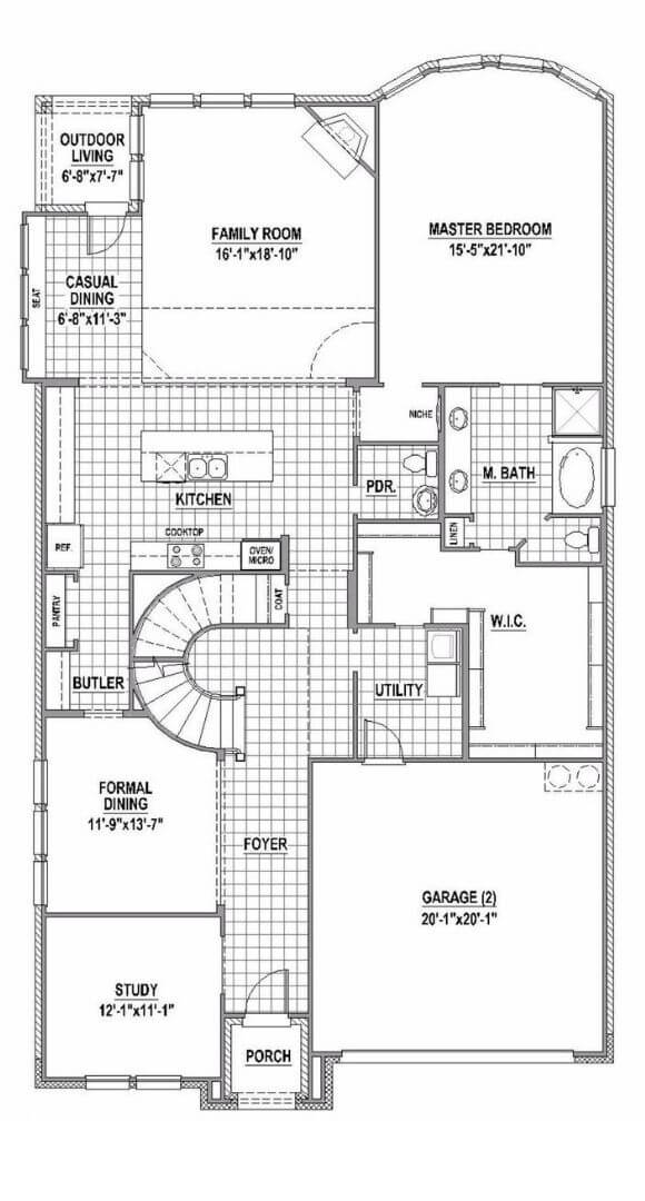 American Legend Floorplan 116 First Floor in The Grove Frisco