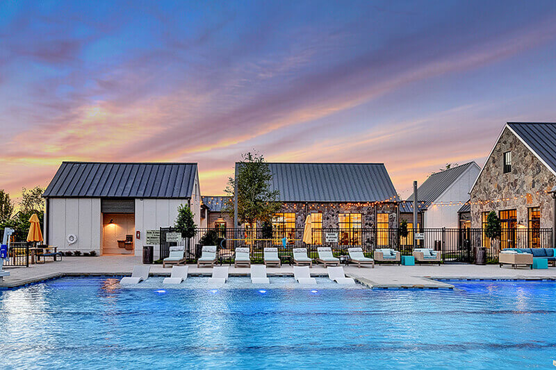 Swimming pool at The Orchard House in The Grove Frisco community