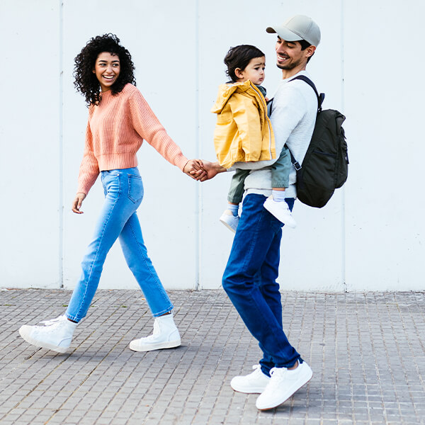 Family shopping downtown in Frisco, Texas