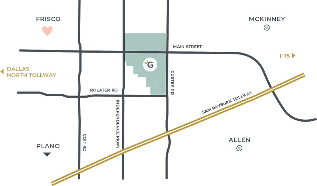 Frisco Texas area map near The Grove Frisco