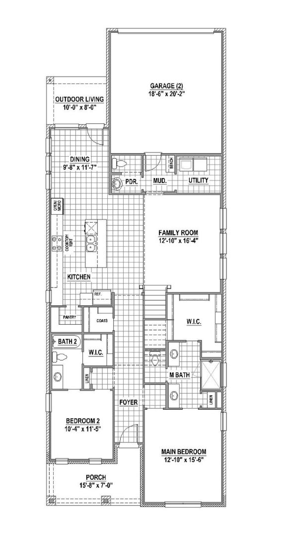 American Legend 1404 Floorplan First Floor in The Grove Frisco
