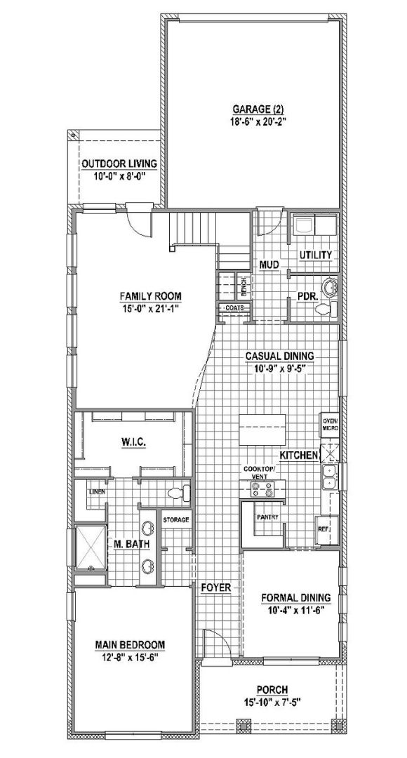 American Legend 1405 Floorplan First Floor in The Grove Frisco