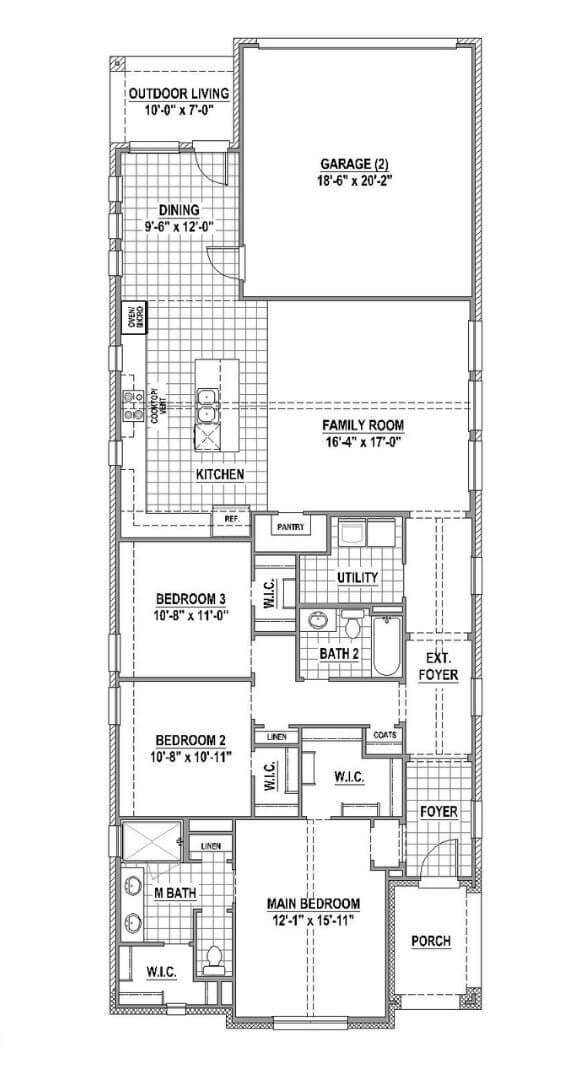 American Legend 1402 Floorplan First Floor in The Grove Frisco