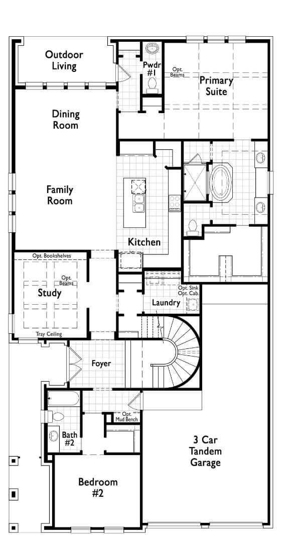 Plan 566 Level 1 Floorplan Highland Homes in The Grove Frisco