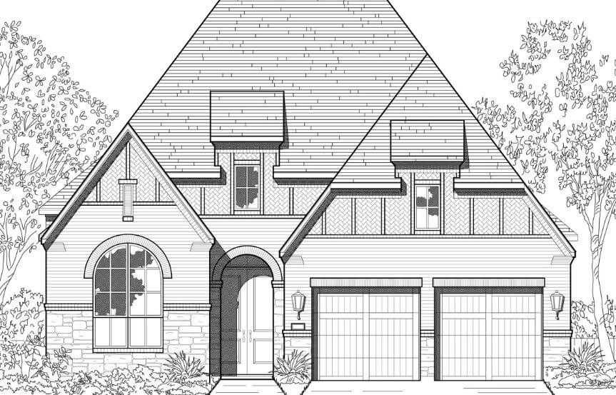 Elevation D Plan Plan 564 Highland Homes in The Grove Frisco