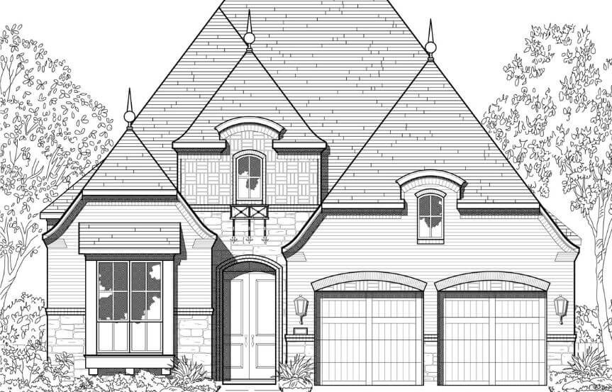 Elevation J Plan 564 Highland Homes in The Grove Frisco