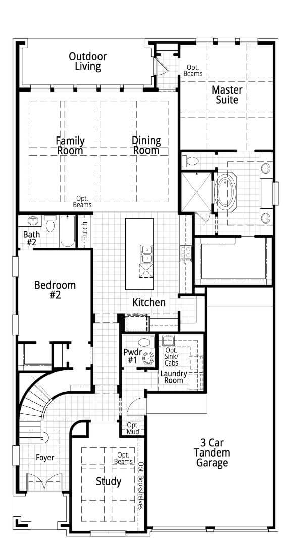 Floorplan 567 Level 1 Highland Homes in The Grove Frisco