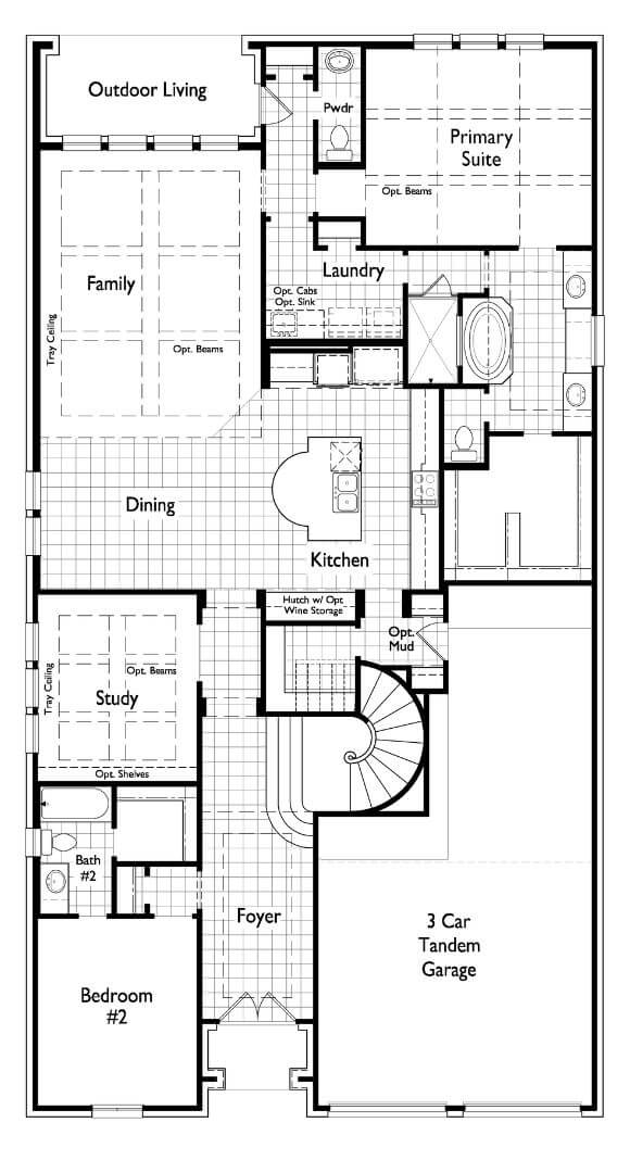 Floorplan 568 Level 1 Highland Homes in The Grove Frisco