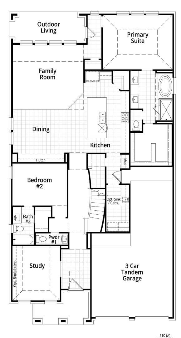 Floorplan 510 Level One Highland Homes in The Grove Frisco