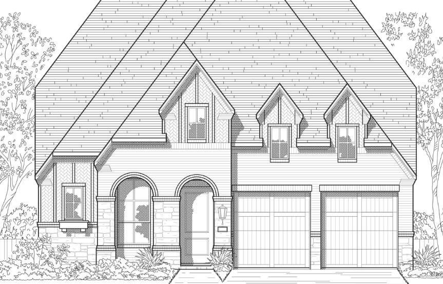 Floorplan 506 Elevation D Highland Homes in The Grove Frisco
