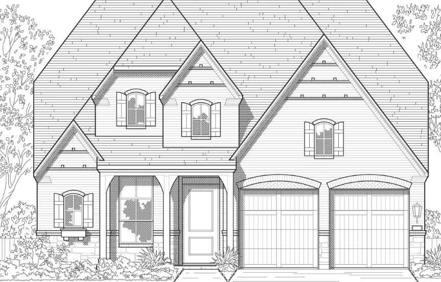 Floorplan 506 Elevation E Highland Homes in The Grove Frisco