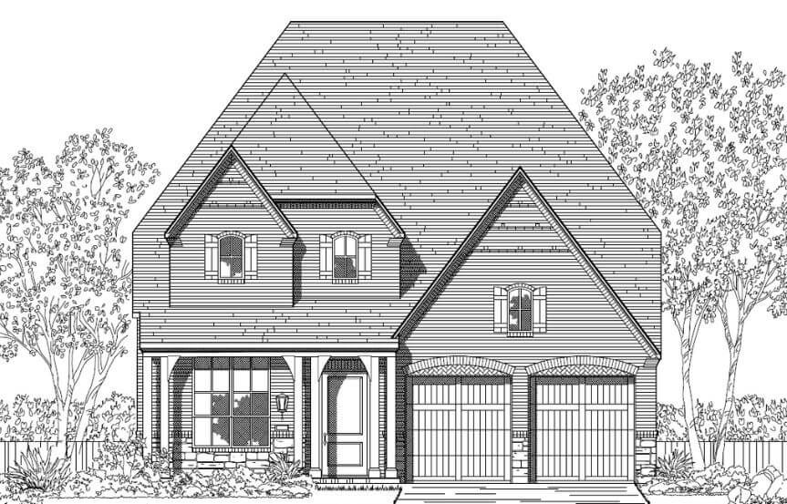 Floorplan 510 Elevation E Highland Homes in The Grove Frisco