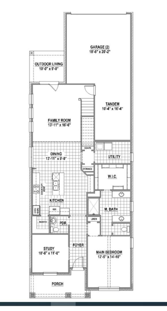 American Legend Plan 1409 Level 1 Floorplan in the Grove Frisco