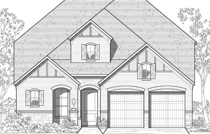 Elevation A Floorplan 511 Highland Homes in The Grove Frisco