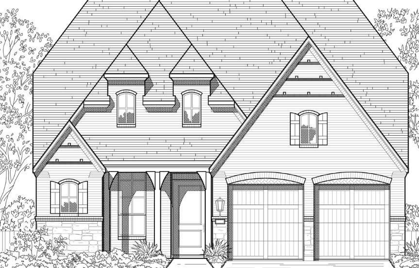 Elevation E Floorplan 511 Highland Homes in The Grove Frisco