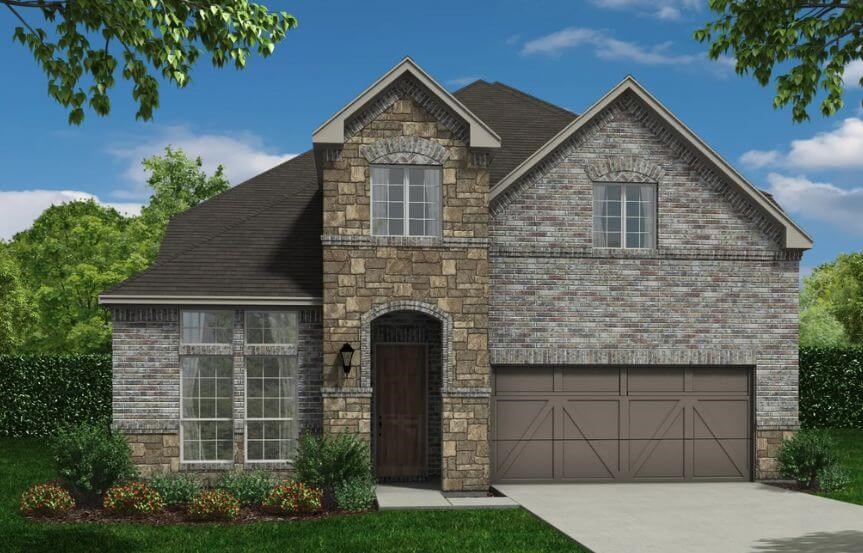 Plan 116 Elevation A with Stone American Legend in The Grove Frisco