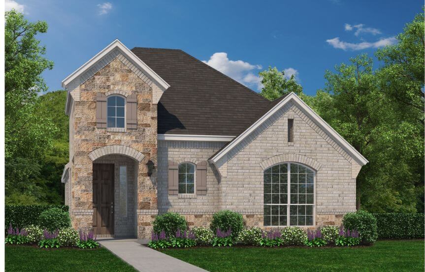 American Legend Plan 1401 Elevation A  With Stone in The Grove Frisco