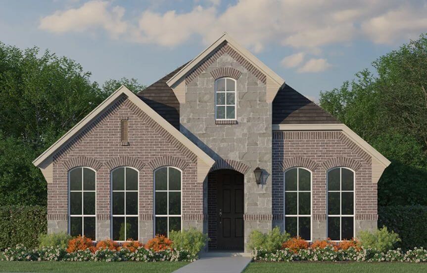 Floorplan 1408 Elevation A With Stone American Legend in The Grove Frisco