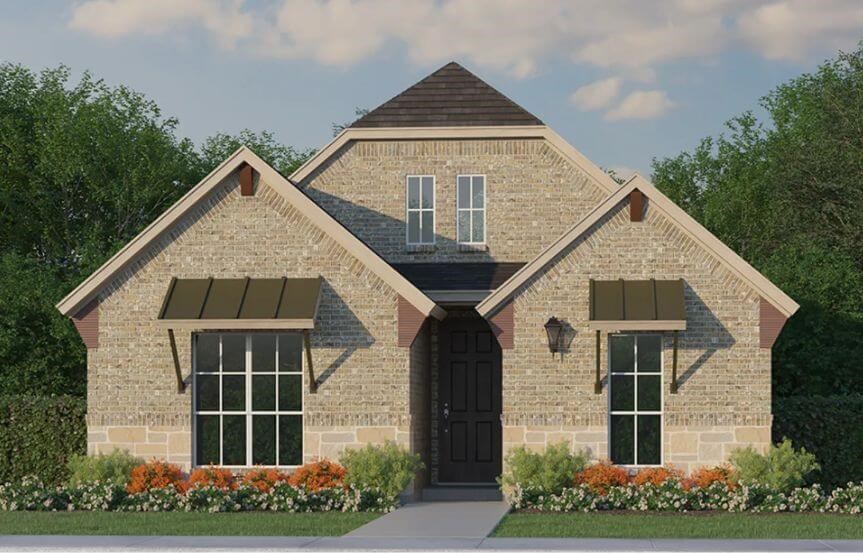 Floorplan 1408 Elevation B with Stone American Legend in The Grove Frisco