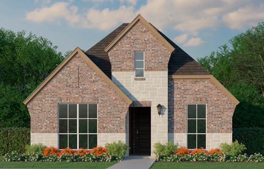 Floorplan 1408 Elevation C With Stone American Legend in The Grove Frisco
