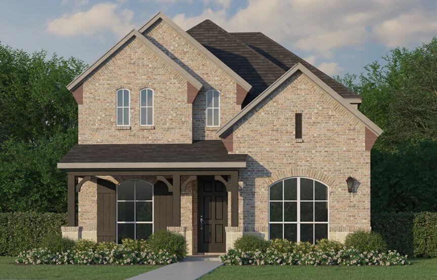 Floorplan 1409 Elevation A with Stone American Legend in The Grove Frisco
