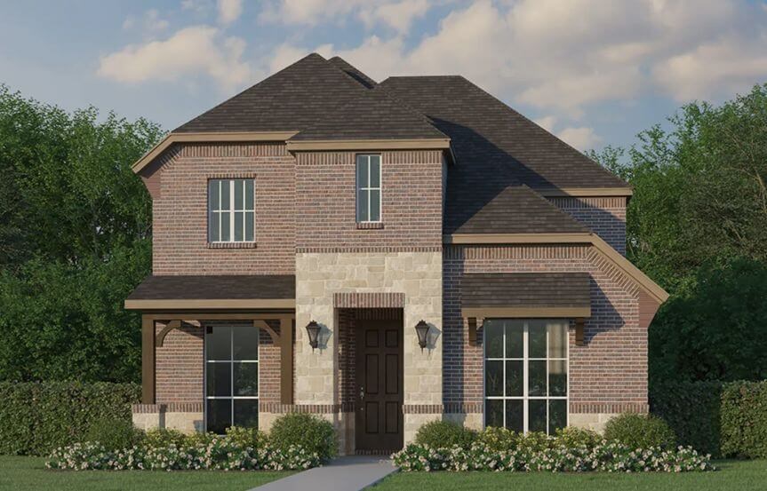 Floorplan 1409 Elevation B with Stone American Legend in The Grove Frisco