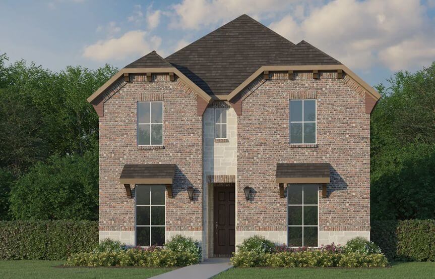 Plan 1410 Elevation B with Stone American Legend in The Grove Frisco