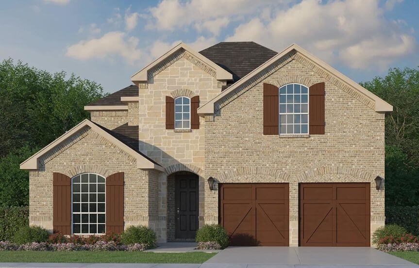 Plan 1540 Elevation A Stone Color American Legend in The Grove Frisco